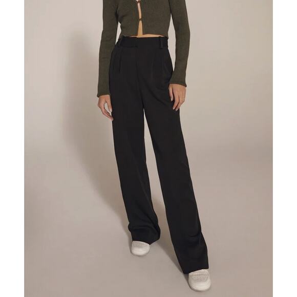 Favorite Daughter The Favorite Pant Black Pleated High Rise Wide Leg Size 2 - Picture 1 of 6